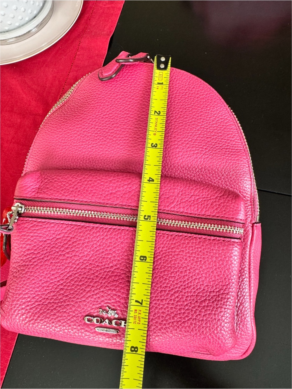COACH Hot Pink Pebbled Leather Mini Backpack